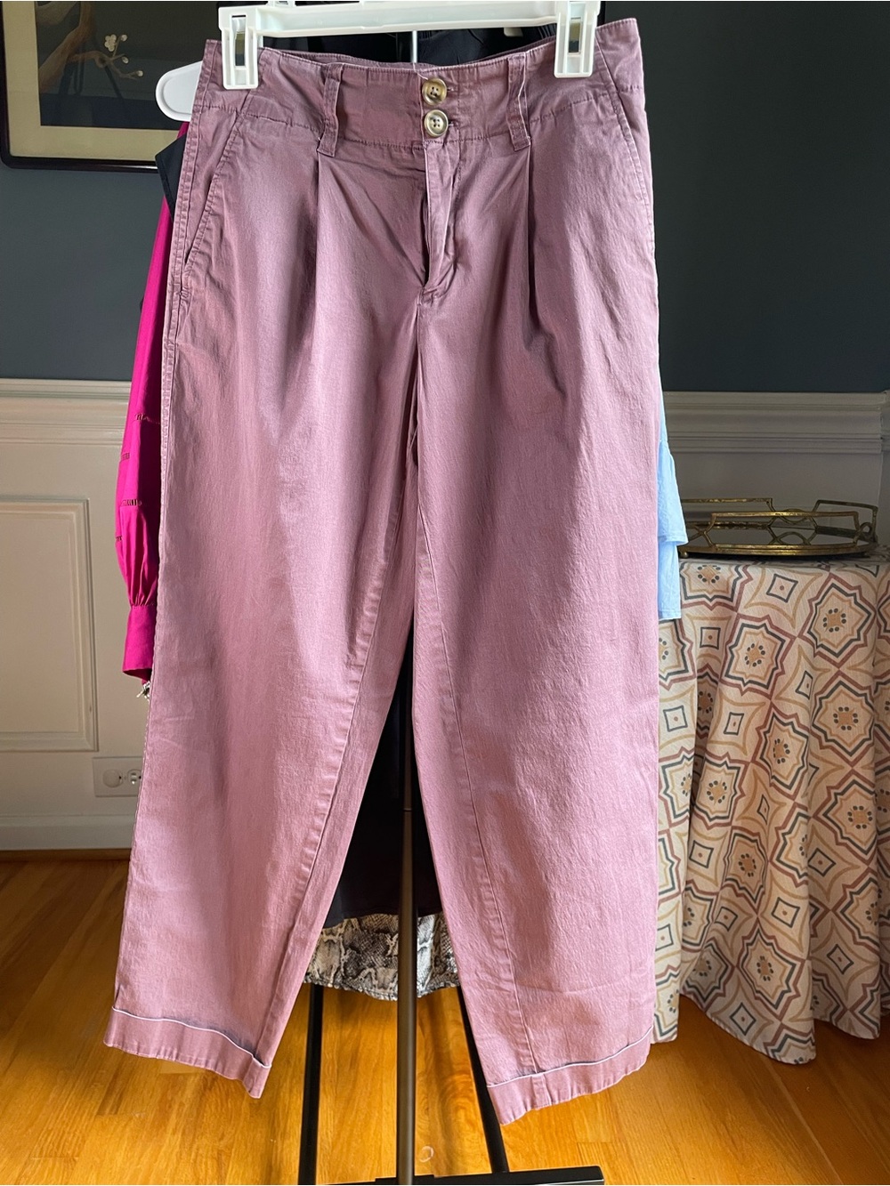 a new day Mauve Pleated Cotton Stretch Chinos